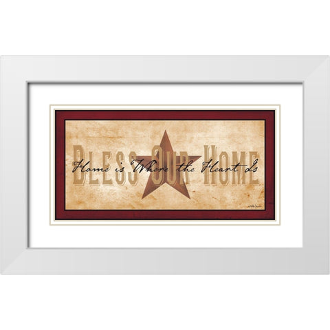 Bless Our Home White Modern Wood Framed Art Print with Double Matting by Jacobs, Billy