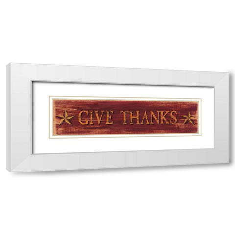 Give Thanks White Modern Wood Framed Art Print with Double Matting by Jacobs, Billy
