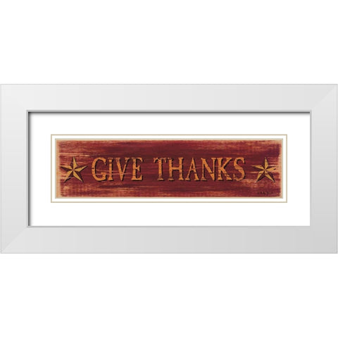 Give Thanks White Modern Wood Framed Art Print with Double Matting by Jacobs, Billy