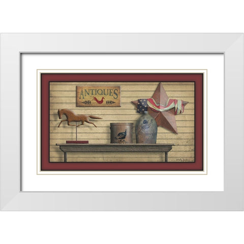 Antiques White Modern Wood Framed Art Print with Double Matting by Jacobs, Billy