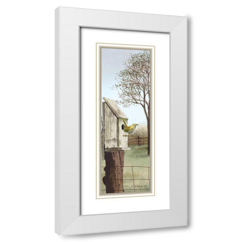 Wren White Modern Wood Framed Art Print with Double Matting by Jacobs, Billy