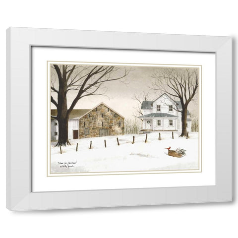 Home for Christmas White Modern Wood Framed Art Print with Double Matting by Jacobs, Billy