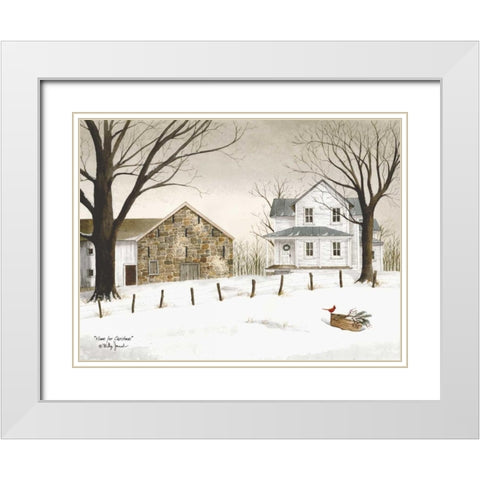 Home for Christmas White Modern Wood Framed Art Print with Double Matting by Jacobs, Billy