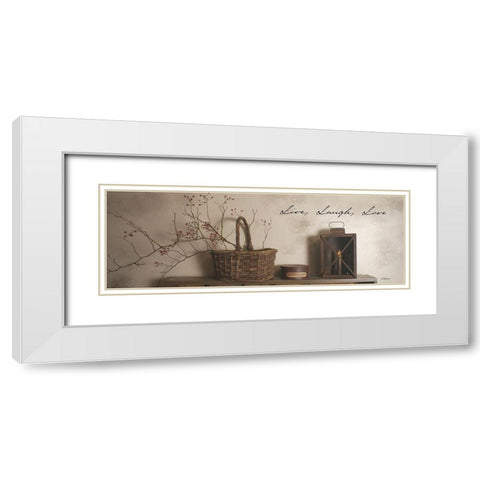 Live Laugh Love White Modern Wood Framed Art Print with Double Matting by Jacobs, Billy