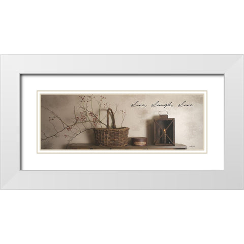 Live Laugh Love White Modern Wood Framed Art Print with Double Matting by Jacobs, Billy