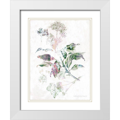 Boho Verbena Botanical White Modern Wood Framed Art Print with Double Matting by Bluebird Barn