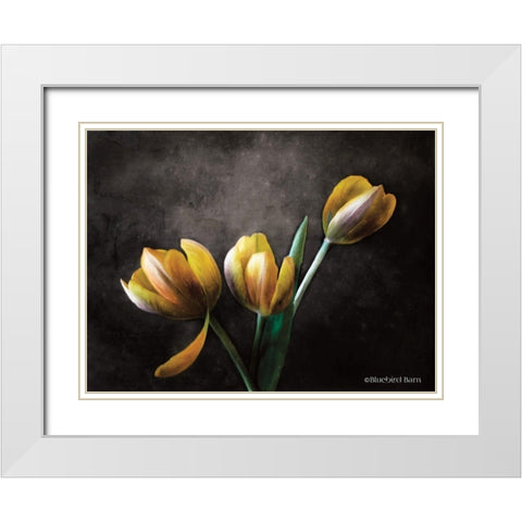 Contemporary Floral Tulips White Modern Wood Framed Art Print with Double Matting by Bluebird Barn