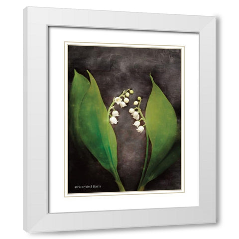 Contemporary Floral Lily of the Valley White Modern Wood Framed Art Print with Double Matting by Bluebird Barn