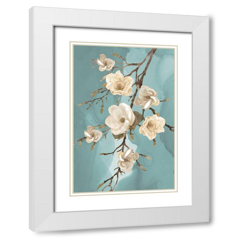 Magnolia III White Modern Wood Framed Art Print with Double Matting by Bluebird Barn