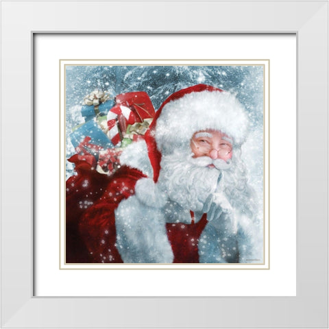 Santa Presents White Modern Wood Framed Art Print with Double Matting by Bluebird Barn