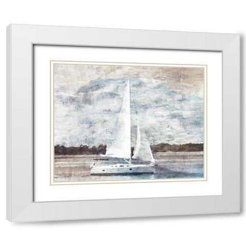 Sailboat on Water White Modern Wood Framed Art Print with Double Matting by Bluebird Barn