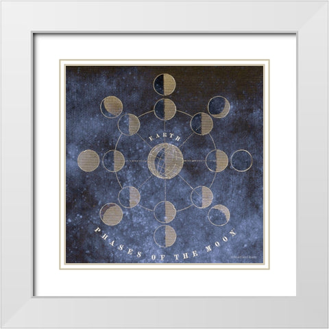 Vintage Celestial Moons White Modern Wood Framed Art Print with Double Matting by Bluebird Barn