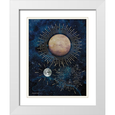 Gold Celestial Rays I White Modern Wood Framed Art Print with Double Matting by Bluebird Barn