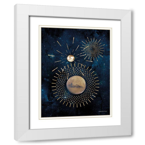 Gold Celestial Rays III White Modern Wood Framed Art Print with Double Matting by Bluebird Barn