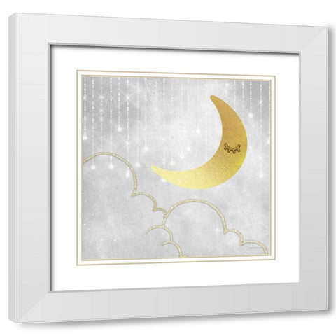 Gold Moon White Modern Wood Framed Art Print with Double Matting by Bluebird Barn
