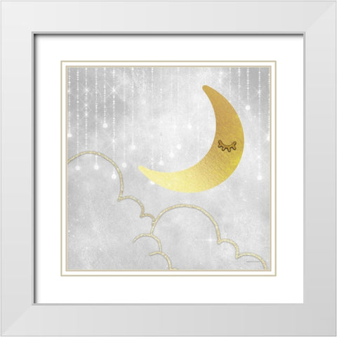 Gold Moon White Modern Wood Framed Art Print with Double Matting by Bluebird Barn