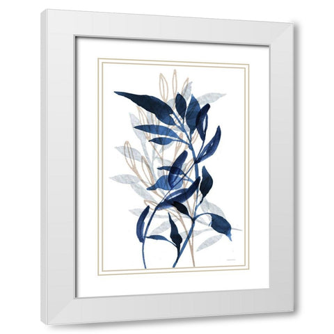 Botanical Blues II White Modern Wood Framed Art Print with Double Matting by Bluebird Barn