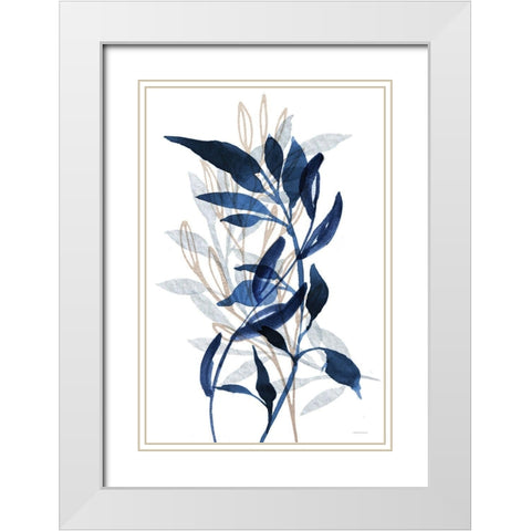 Botanical Blues II White Modern Wood Framed Art Print with Double Matting by Bluebird Barn
