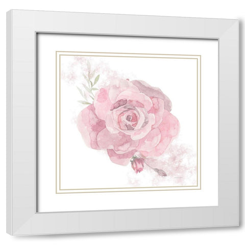 Cottage Rose White Modern Wood Framed Art Print with Double Matting by Bluebird Barn