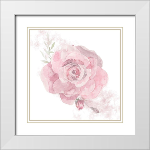 Cottage Rose White Modern Wood Framed Art Print with Double Matting by Bluebird Barn