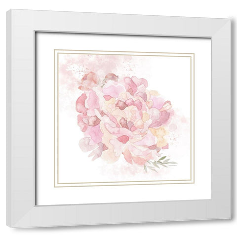 Cottage Peony I White Modern Wood Framed Art Print with Double Matting by Bluebird Barn