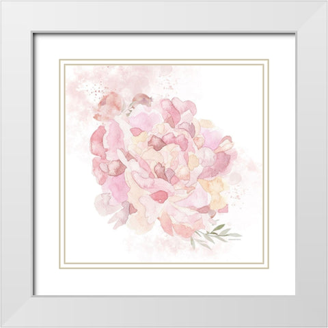 Cottage Peony I White Modern Wood Framed Art Print with Double Matting by Bluebird Barn