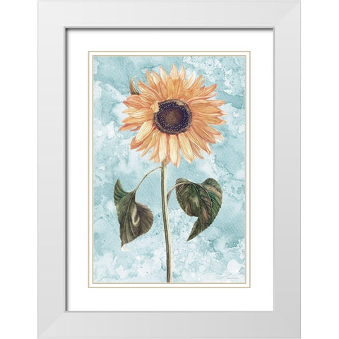 Vintage Sunflower White Modern Wood Framed Art Print with Double Matting by Bluebird Barn