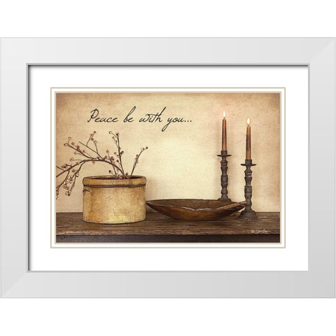Peace Be With You White Modern Wood Framed Art Print with Double Matting by Boyer, Susie