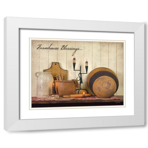 Farmhouse Blessings White Modern Wood Framed Art Print with Double Matting by Boyer, Susie