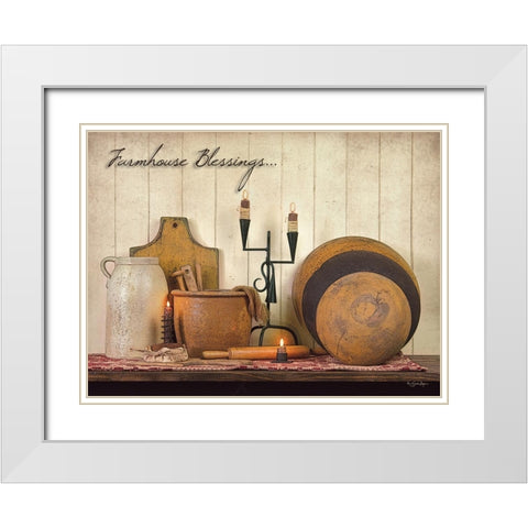Farmhouse Blessings White Modern Wood Framed Art Print with Double Matting by Boyer, Susie