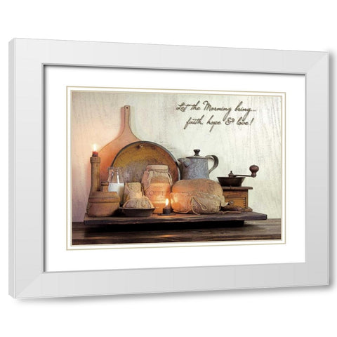 Faith, Hope and Love White Modern Wood Framed Art Print with Double Matting by Boyer, Susie
