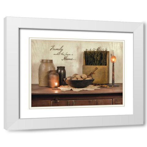 Family Makes This House a Home White Modern Wood Framed Art Print with Double Matting by Boyer, Susie