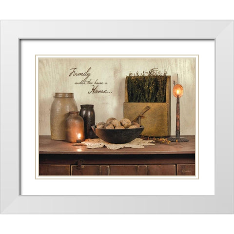 Family Makes This House a Home White Modern Wood Framed Art Print with Double Matting by Boyer, Susie