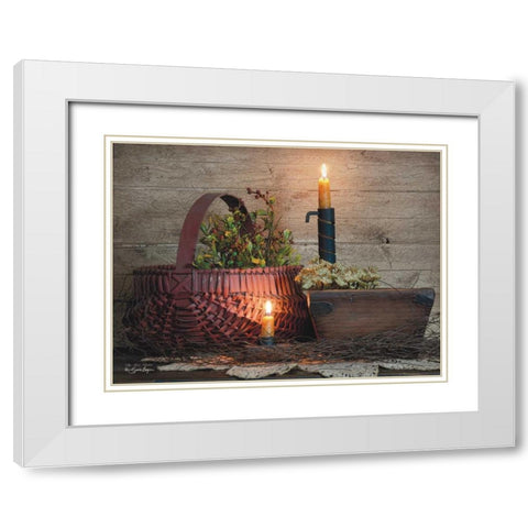 The Red Basket White Modern Wood Framed Art Print with Double Matting by Boyer, Susie
