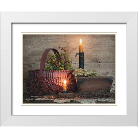 The Red Basket White Modern Wood Framed Art Print with Double Matting by Boyer, Susie