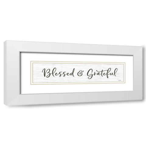 Blessed And Grateful White Modern Wood Framed Art Print with Double Matting by Boyer, Susie