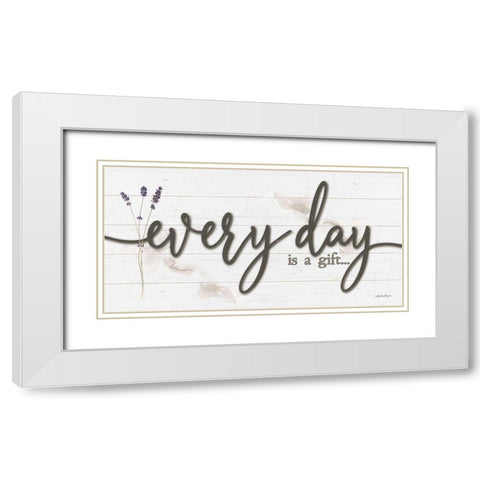 Every Day is a Gift White Modern Wood Framed Art Print with Double Matting by Boyer, Susie