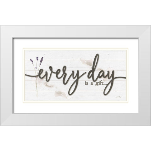 Every Day is a Gift White Modern Wood Framed Art Print with Double Matting by Boyer, Susie