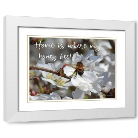Home is Where My Honey Bee! White Modern Wood Framed Art Print with Double Matting by Boyer, Susie