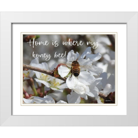 Home is Where My Honey Bee! White Modern Wood Framed Art Print with Double Matting by Boyer, Susie