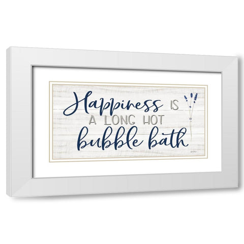 Happiness is a Long Hot Bubble Bath White Modern Wood Framed Art Print with Double Matting by Boyer, Susie