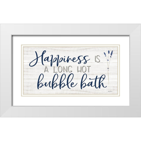 Happiness is a Long Hot Bubble Bath White Modern Wood Framed Art Print with Double Matting by Boyer, Susie