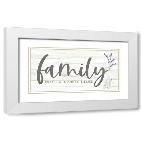 Family - Grateful-Thankful-Blessed White Modern Wood Framed Art Print with Double Matting by Boyer, Susie