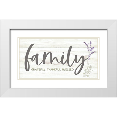 Family - Grateful-Thankful-Blessed White Modern Wood Framed Art Print with Double Matting by Boyer, Susie