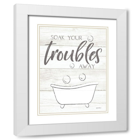 Soak Your Troubles Away White Modern Wood Framed Art Print with Double Matting by Boyer, Susie