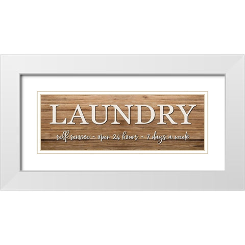 LAUNDRY White Modern Wood Framed Art Print with Double Matting by Boyer, Susie
