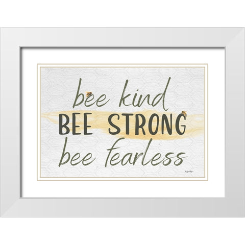 Bee Strong White Modern Wood Framed Art Print with Double Matting by Boyer, Susie