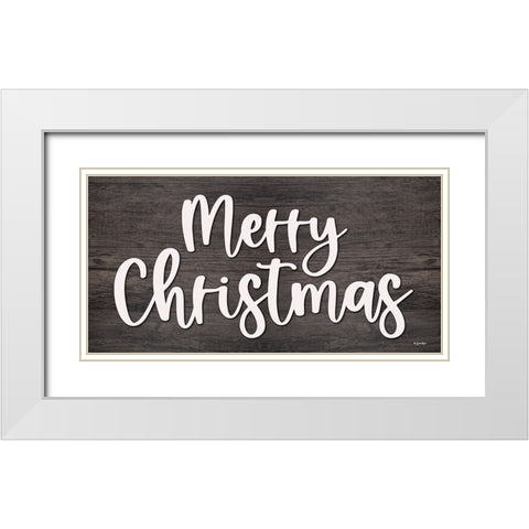 Merry Christmas Sign White Modern Wood Framed Art Print with Double Matting by Boyer, Susie