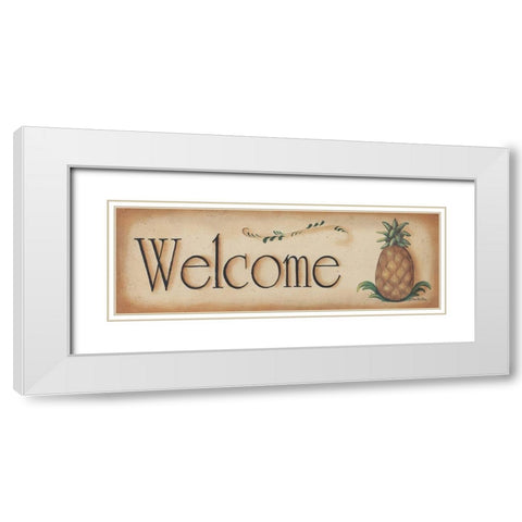 Welcome White Modern Wood Framed Art Print with Double Matting by Britton, Pam
