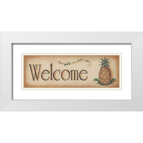 Welcome White Modern Wood Framed Art Print with Double Matting by Britton, Pam
